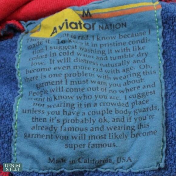 Aviator Nation Navy Red Lightning Bolt Zip Hoodie Retro Streetwear Cool Vibes - Picture 9 of 12